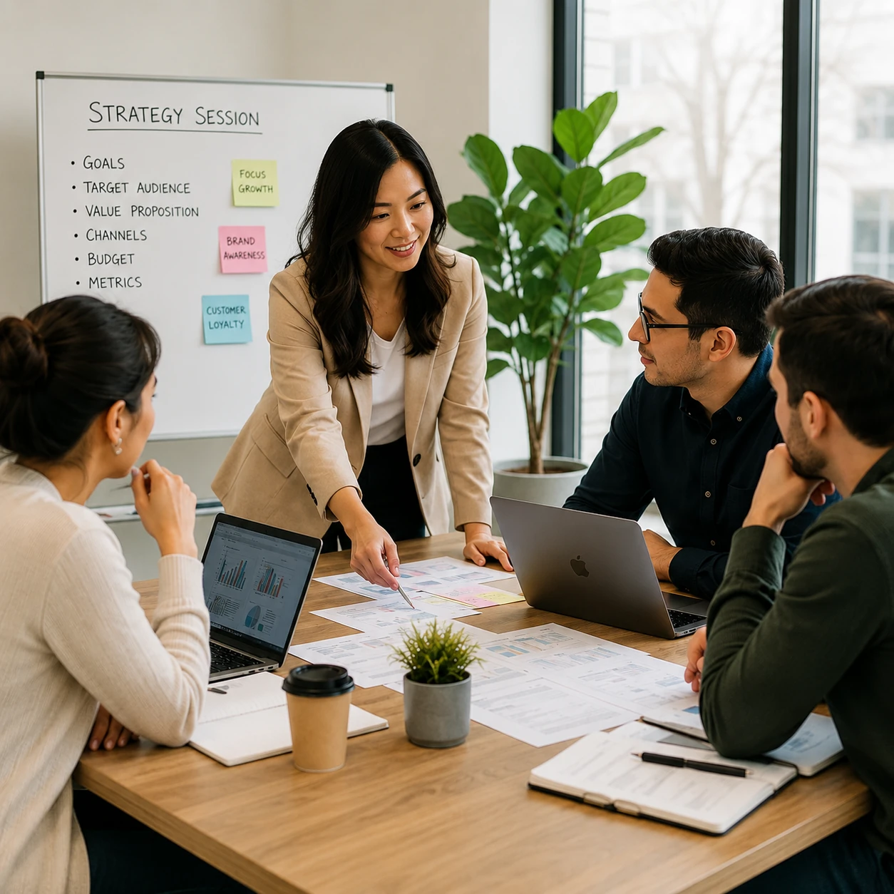 Marketing strategy session with a business team